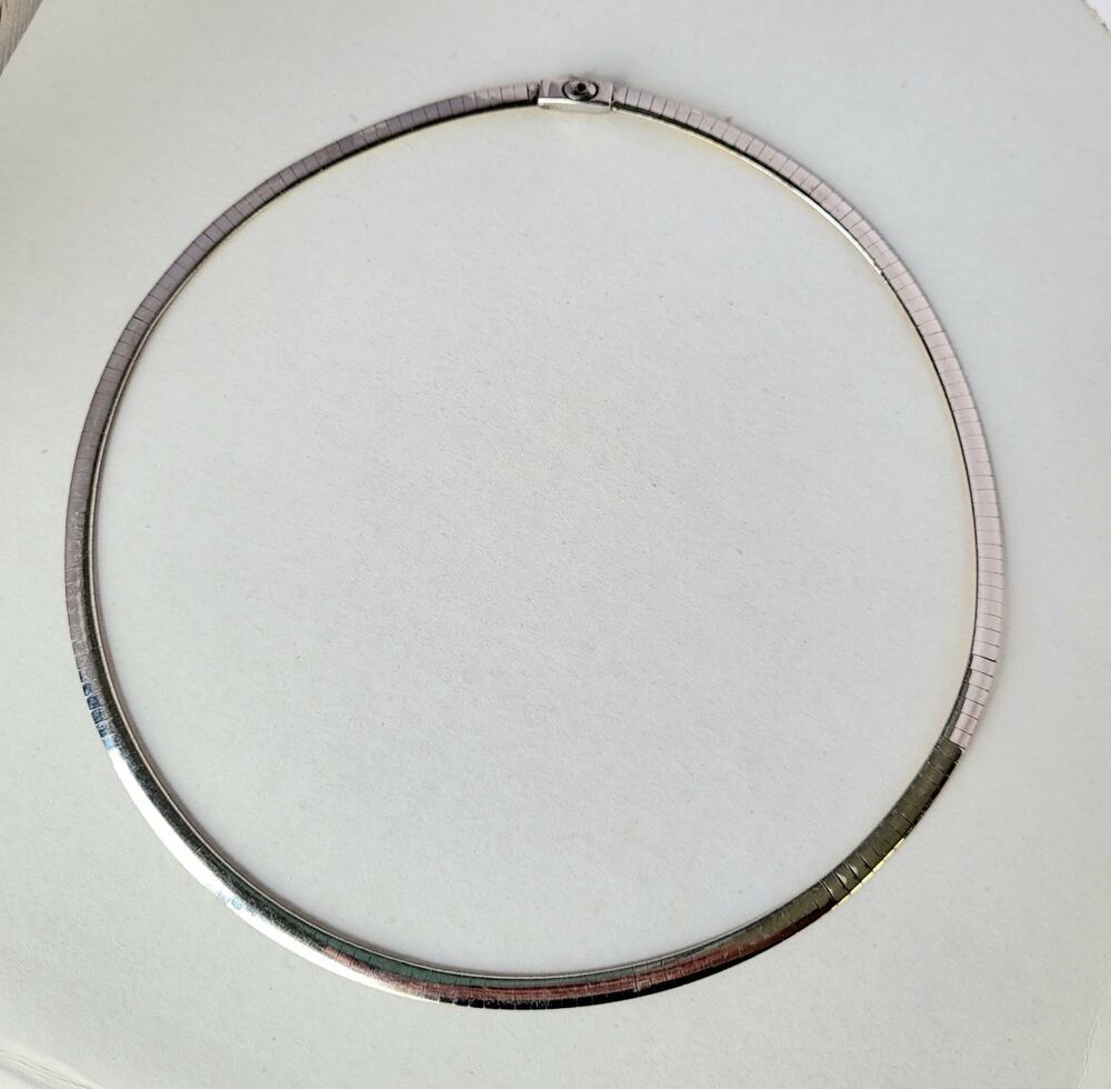 Sterling Silver Reversible Omega Choker Necklace | 16" Two-Tone Gold Wash, 15g